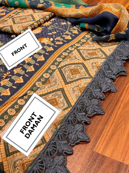 Embroidered Lawn 3 Piece Unstitched Suit  NSAL-D04 A-22- Summer Collection