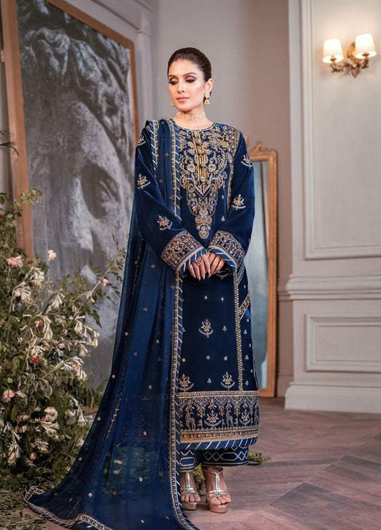 Embroidered Unstitched 3 Piece Velvet Suit AJAMC-D08-22 -Party Wear