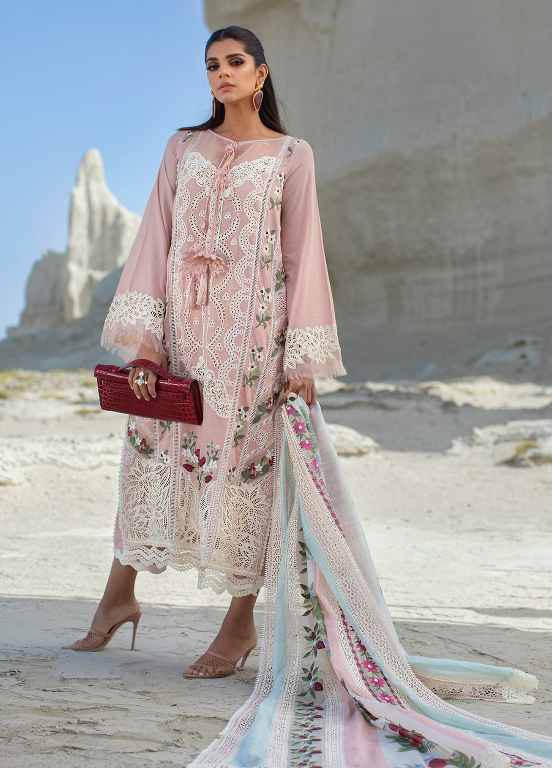 Embroidered Lawn 3 Piece Unstitched Suit CSSL-D02B-Rose-22- Summer Collection