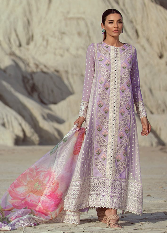 Embroidered  Lawn 3 Piece Unstitched Suit CSSL-D07A-Amethyst-22-Summer Collection