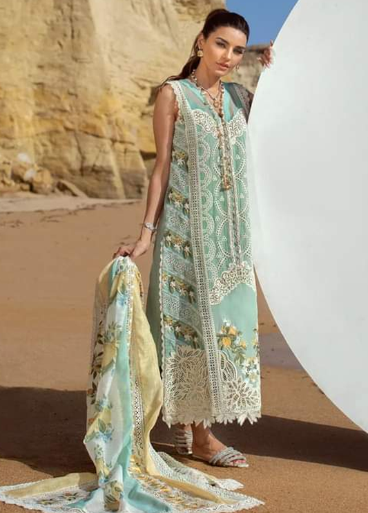 Embroidered  Lawn 3 Piece Unstitched Suit CSSL-D02-A-Aqua-Summer Collection