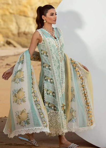 Embroidered  Lawn 3 Piece Unstitched Suit CSSL-D02-A-Aqua-Summer Collection