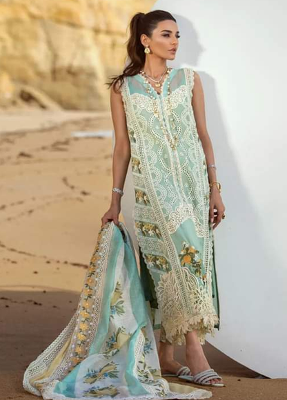 Embroidered  Lawn 3 Piece Unstitched Suit CSSL-D02-A-Aqua-Summer Collection