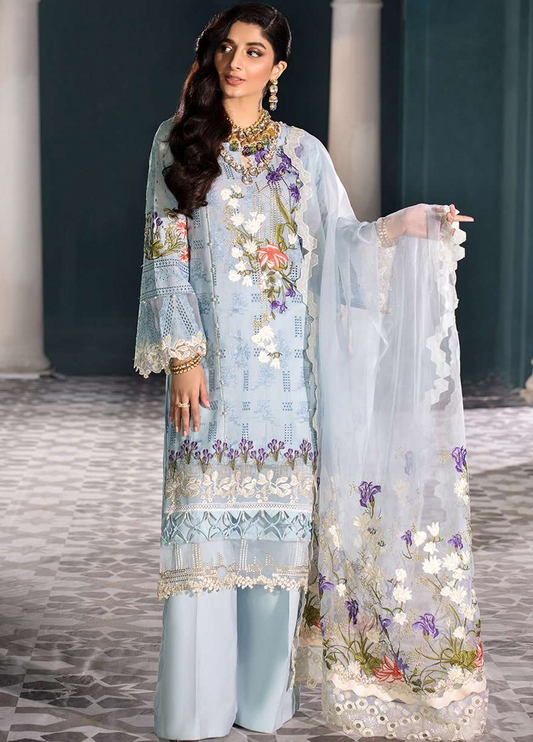 Embroidered  Lawn 3 Piece Unstitched Suit EL-D06-B-Marina-22-Summer Collection