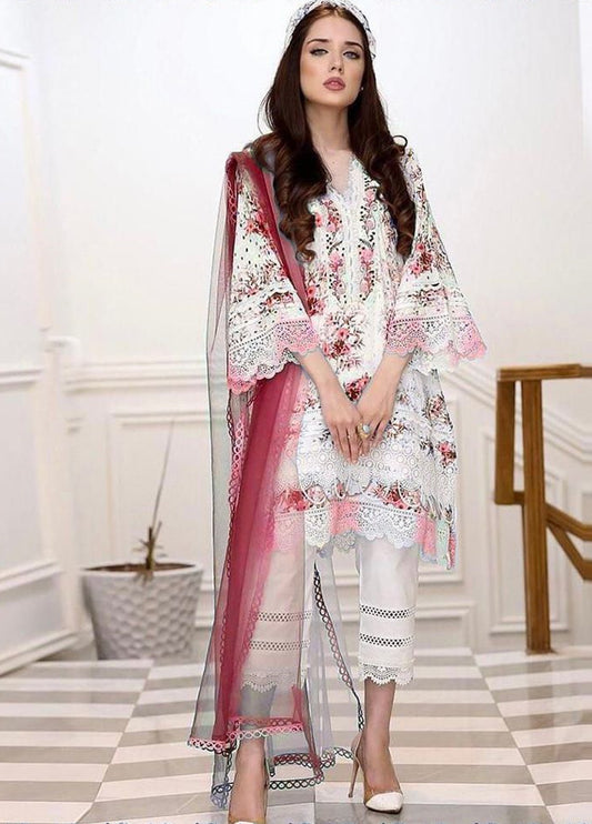 Embroidered  Lawn 3 Piece Unstitched Suit FH-02-MAROON -Summer Collection