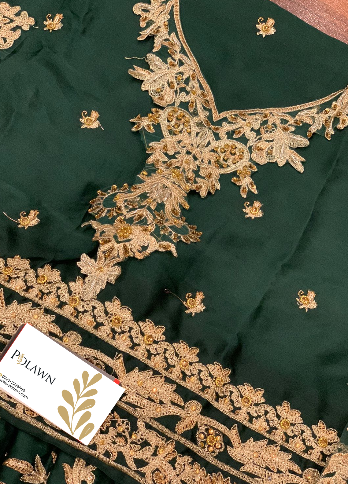 Green Embroidered Unstitched 3 Piece Organza FSC-DURKHANAI-21 -Party Wear