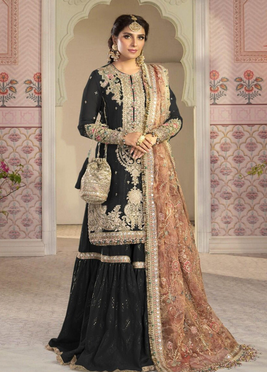 Black Embroidered Unstitched 3 Piece Lehenga MBC-BD-2205-21-BLACK-Party Wear