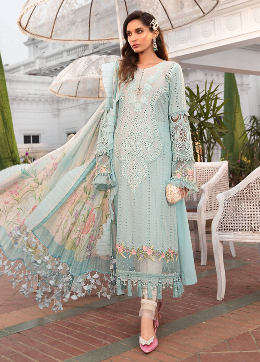 Embroidered  Lawn 3 Piece Unstitched Suit MBL-D-2210-B-22-Summer Collection