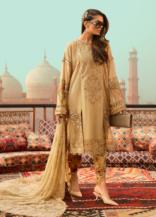 Embroidered  Lawn 3 Piece Unstitched Suit MBL-D-2211-B-22 -Summer Collection