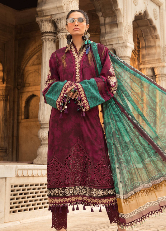 Embroidered  Lawn 3 Piece Unstitched Suit MBL-D-2214-B-Summer Collection