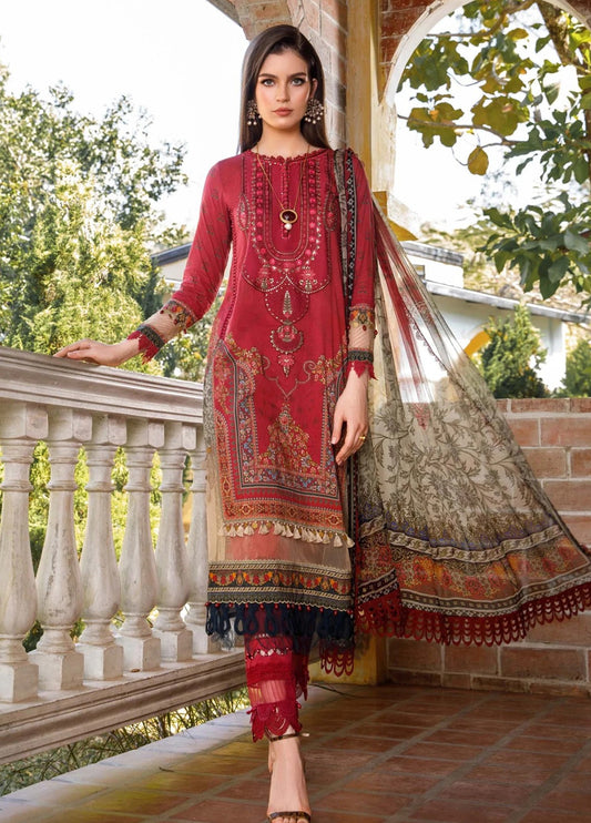 Embroidered  Lawn 3 Piece Unstitched Suit MBL-MPT-1712-B-23-Summer Collection