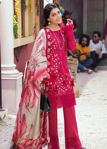 Embroidered Lawn 3 Piece Unstitched Suit ML-D04 RUBY- Summer Collection