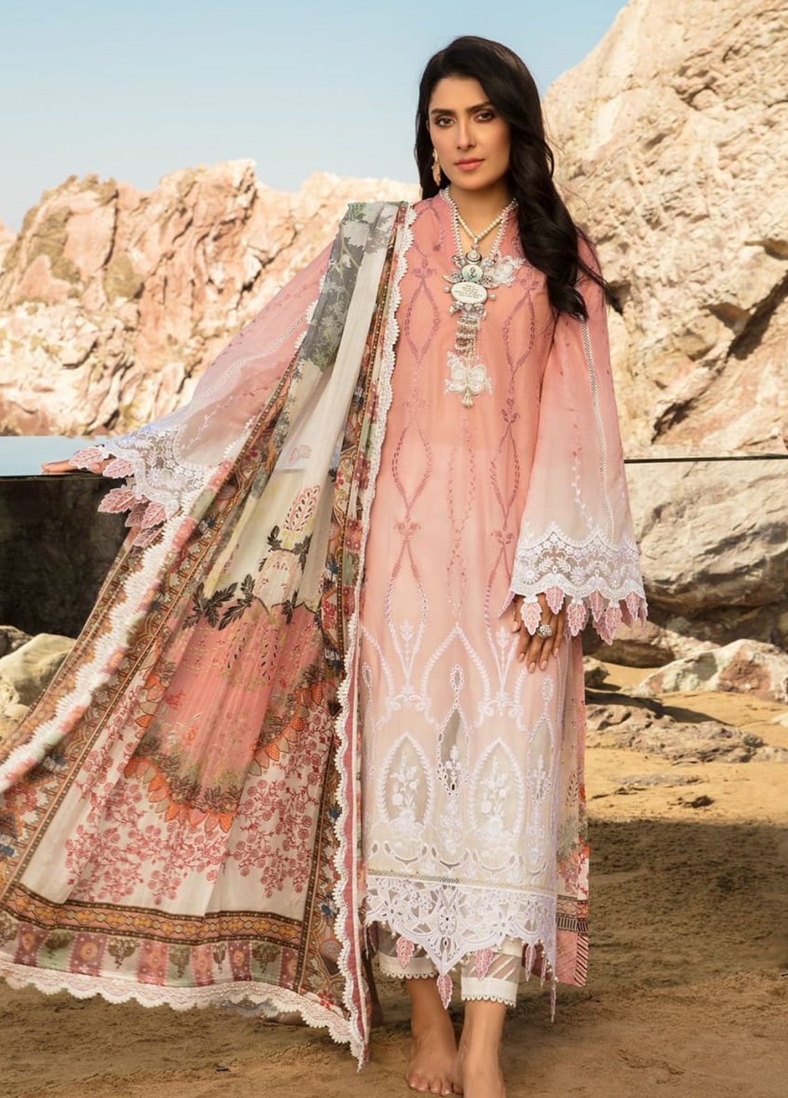 Embroidered  Lawn 3 Piece Unstitched Suit NSAL-D10-A-22-Summer Collection