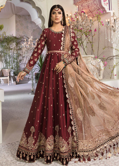 Maroon Embroidered Unstitched 3 Piece Chiffon Suit MBC-BD-2204-Party Wear