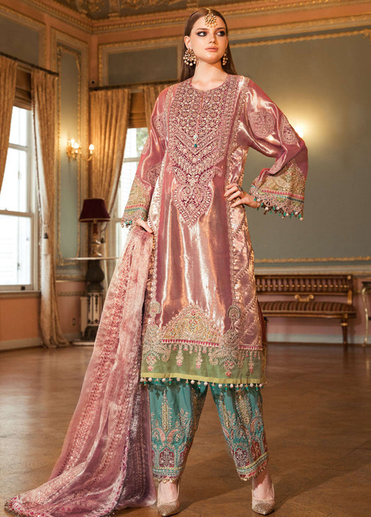 Pink Embroidered Unstitched 3 Piece Chiffon Suit MBC-BD-2008-Party Wear