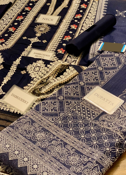 Embroidered Lawn 3 Piece Unstitched Suit QL-D03-RUA-22 Summer Collection