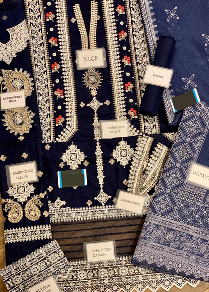 Embroidered Lawn 3 Piece Unstitched Suit QL-D03-RUA-22 Summer Collection