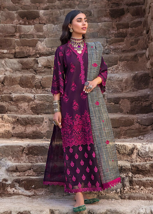 Embroidered  Lawn 3 Piece Unstitched Suit ZCL-HUMRAAZ-09B-22-Summer Collection